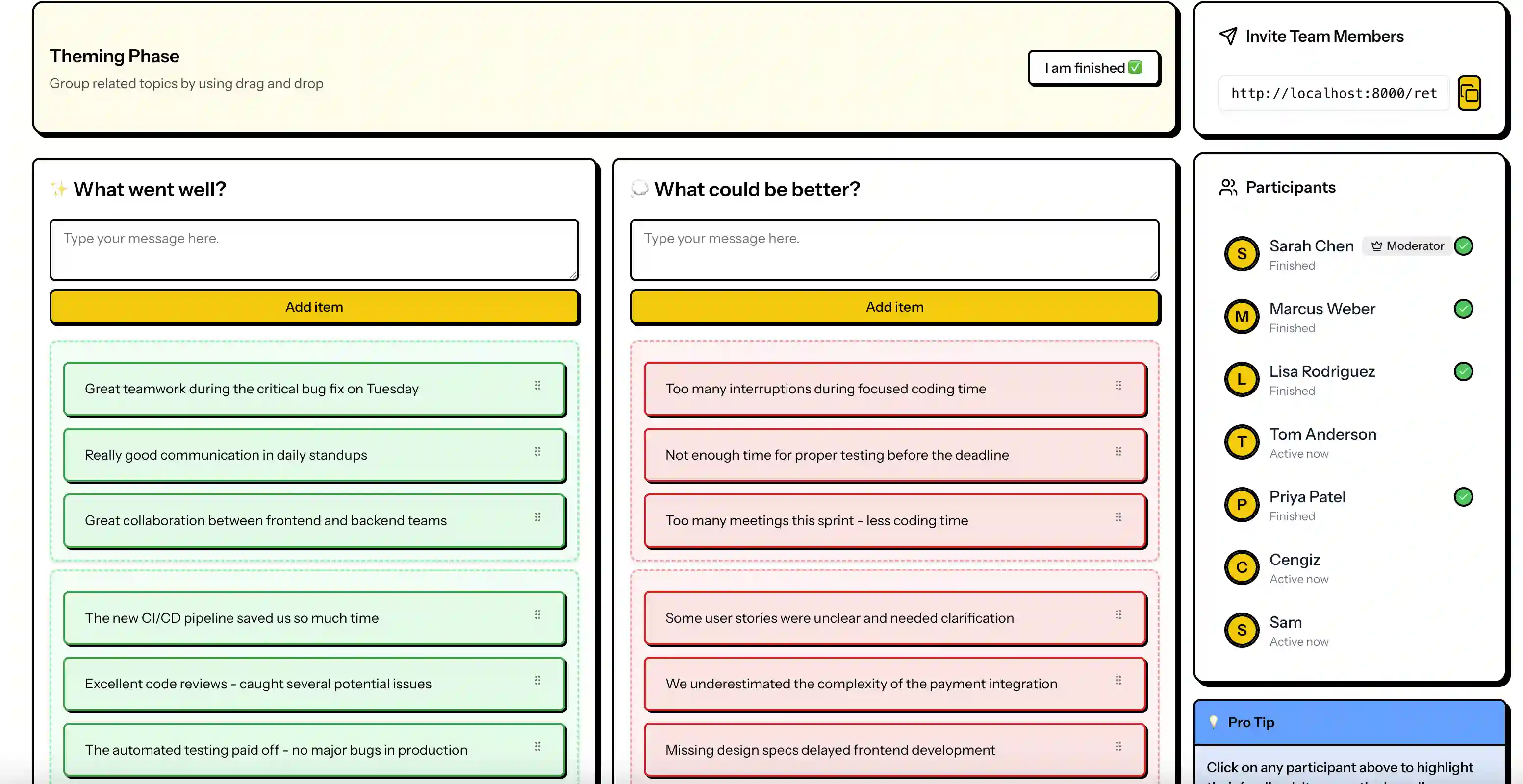 Brainstorming phase in Fast Retro