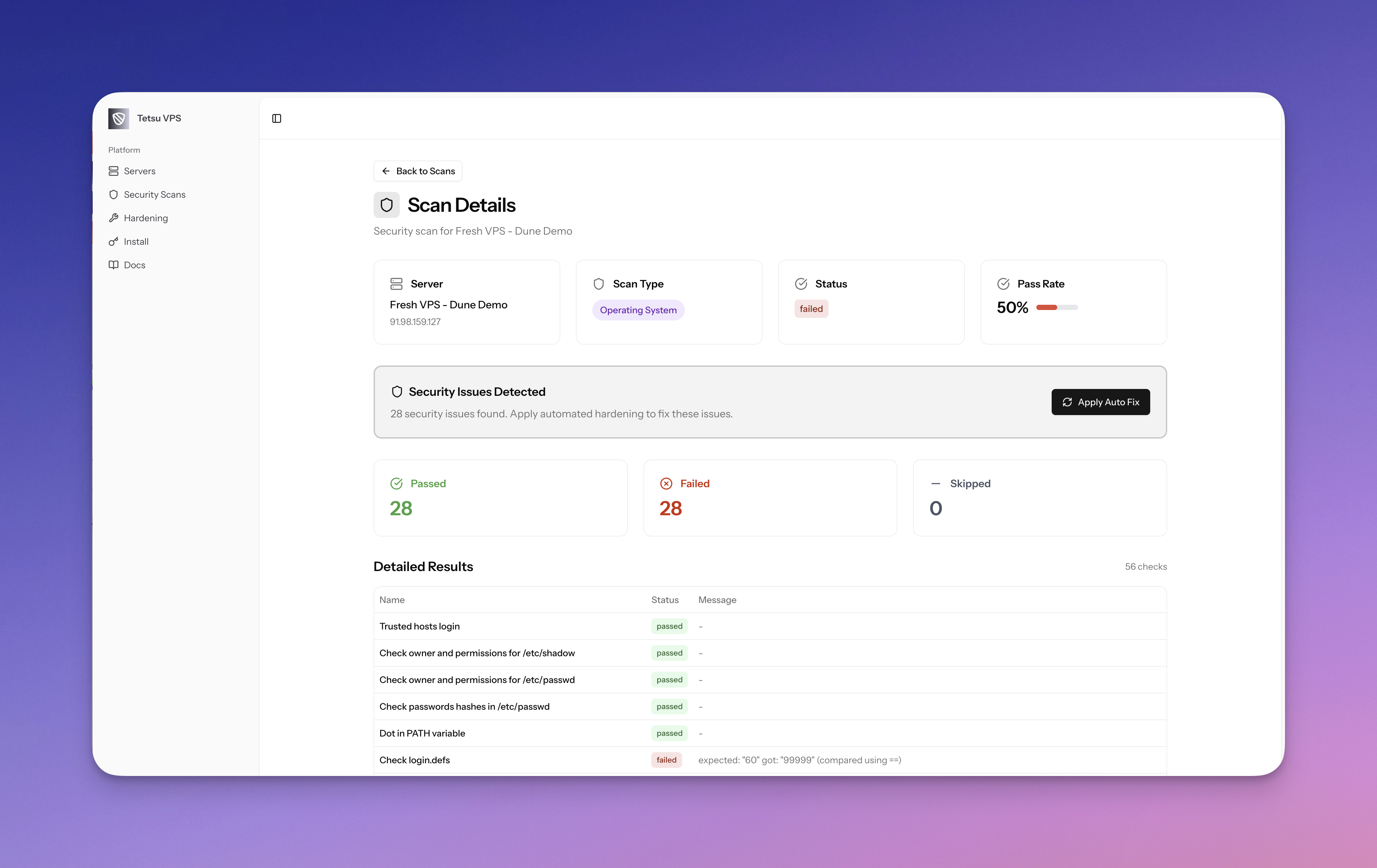 TetsuVPS Security Scan Results